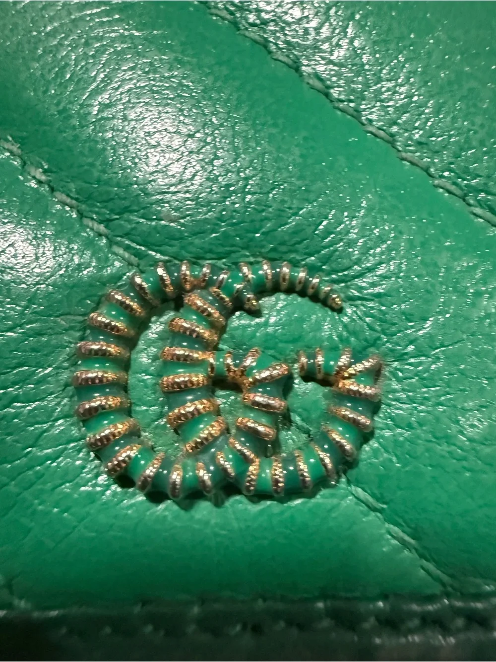 Gucci GG Marmont Green Matelassé Leather Wallet Card Holder Dust Bag - Picture 9 of 11
